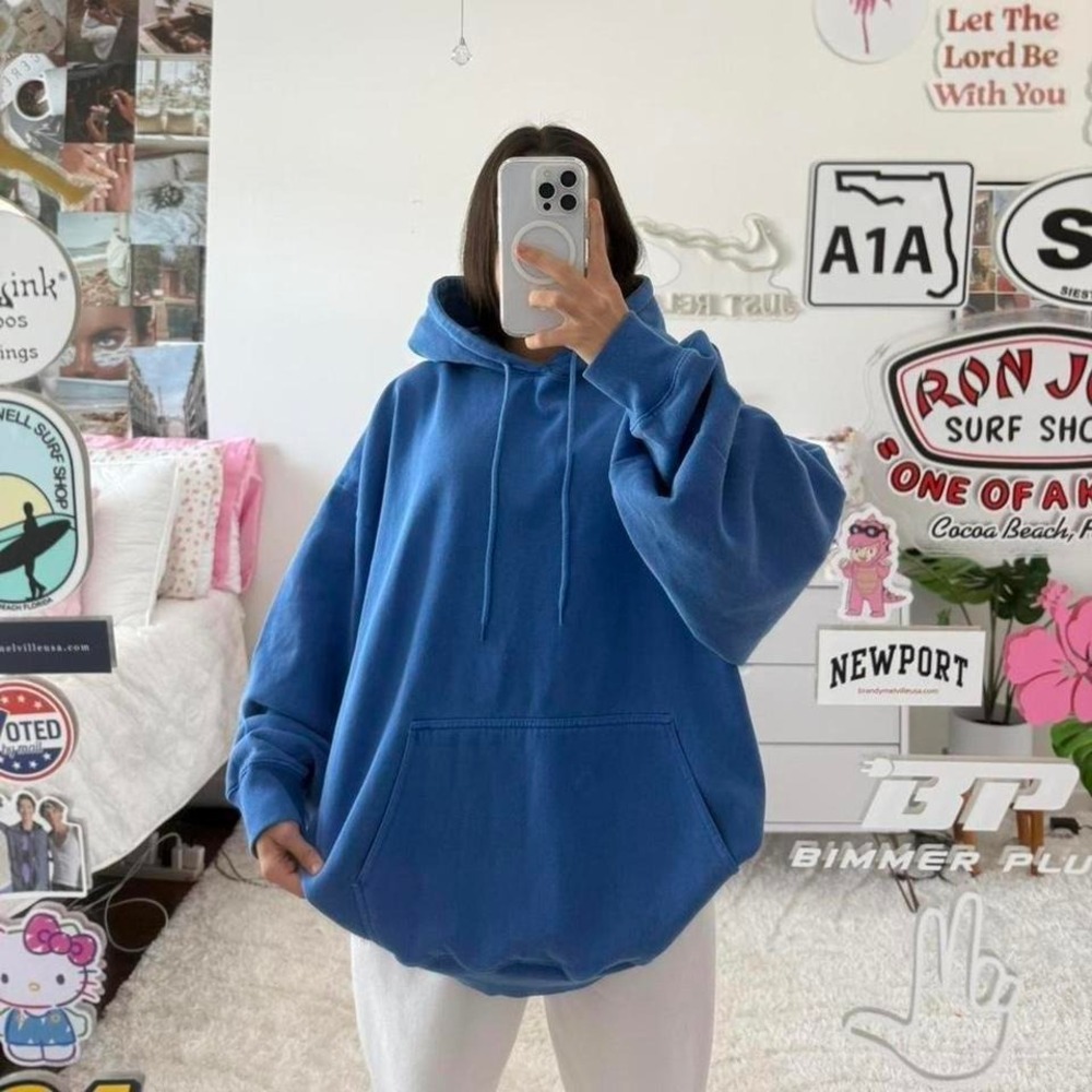 electric blue brandy melville oversized christy hoodie